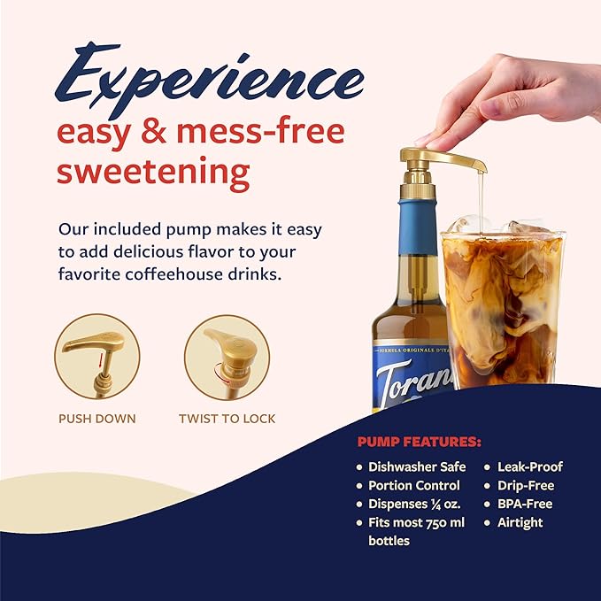 Torani Sugar Free Coffee Syrup, Chocolate Chip Cookie Dough Flavoring for Drinks, Zero Calorie, Glass Bottle with Pump Included, 25.4 Fl Oz