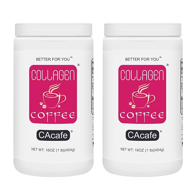 CAcafe Collagen Coffee | No Added Sugar, 13g Protein | Ultimate Superfoods Blend of Collagen, Coconut, and Colombian Coffee | Hot or Cold Instant Mix | Non-GMO | 12.7oz Each (2-Pack)
