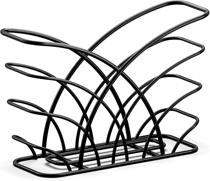 Napkin Holder for Table – Black Iron Upright Napkin Dispenser for Paper Napkins, Napkin Dispenser for Kitchen Dining, Cocktail Picnic Bar Modern Kitchen and Dining Decor, Servilletero