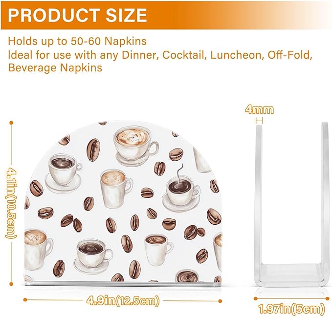 Coffee Beans Cups Napkin Holder for Tables, Kitchen Acrylic Paper Napkin Holders Freestanding Tissue Dispenser Paper for Indoor Outdoor Decor