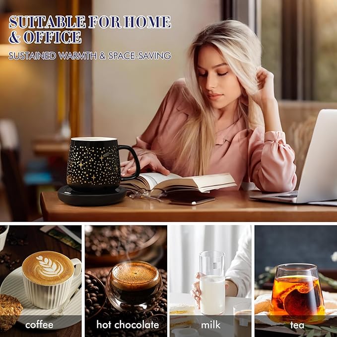 Waipfaru Coffee Mug Warmer Set, 2 Temperature Control & Auto Shut Off Mug Warmer for Desk, Gifts for Women, Heated Coffee Cup for Office, Home, Gift Set for Birthday, Christmas