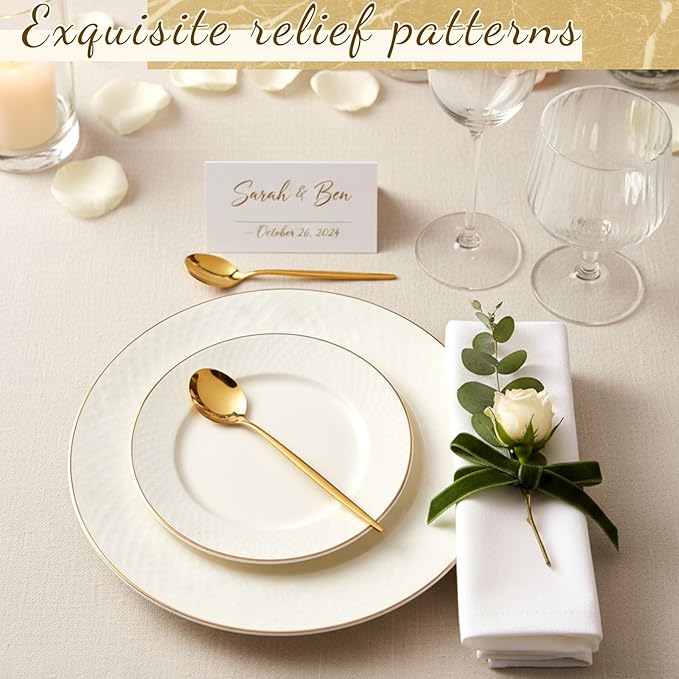 Dandat 20 Pcs 5.1" Gold Luxury Teaspoons Stainless Steel Gorgeous Tea Party Spoons Dessert Spoons for Stirring Coffee Sugar Drink Kitchen Cafe Bar Wedding Tableware, Classic Style