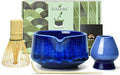 Artcome Matcha Tool Set - Complete Kit with Matcha Bowl with Spout, Bamboo Whisk, Tea Scoop & Whisk Holder, Glaze Blue