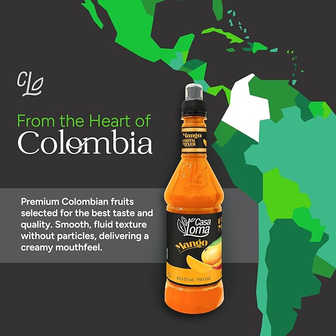 Casa Loma Premium Mango Syrup – 750 ml Authentic Colombian Gourmet Artisan Crafted Syrup Sauce for Beverages, Desserts, Cooking & Mixology, Made with Real Fruit, Vegan, Non-GMO, and Gluten-Free