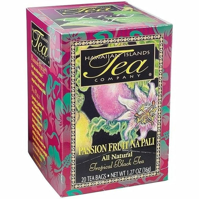 Hawaiian Islands Tea Company Passionfruit Na Pali Black Tea, All Natural - 120 Teabags (6 Boxes)