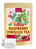 TeeLux Raspberry Hibiscus Tea Bags, Tart Hibiscus with Sweet Licorice & Refreshing Lemongrass, Tart & Sweet Flavor, Caffeine Free, 100 Count