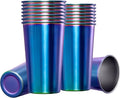MEWAY 16 Pack 24oz Stainless Steel Pint Cup,Healthy Unbreakable and Stackable,Metal Drinking Glasses，Beer Glasses（Rainbow）
