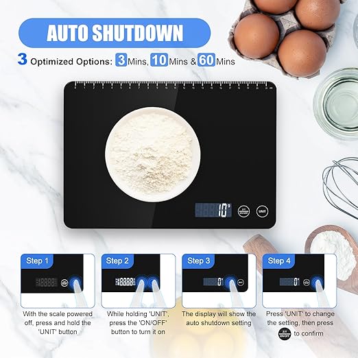 Digital Kitchen Scale, Large Capacity Food Scale, Easy Tare Function, Large LCD Display, Perfect for Cooking, Baking and Meal Prep