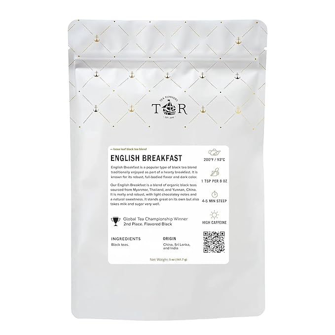 Tea Runners English Breakfast Tea – Award-Winning Organic Loose Leaf Black Tea | Bold, Malty Blend from Myanmar, Yunnan & Thailand | High Caffeine Morning Tea, Enjoy with Milk or Straight - 5 oz
