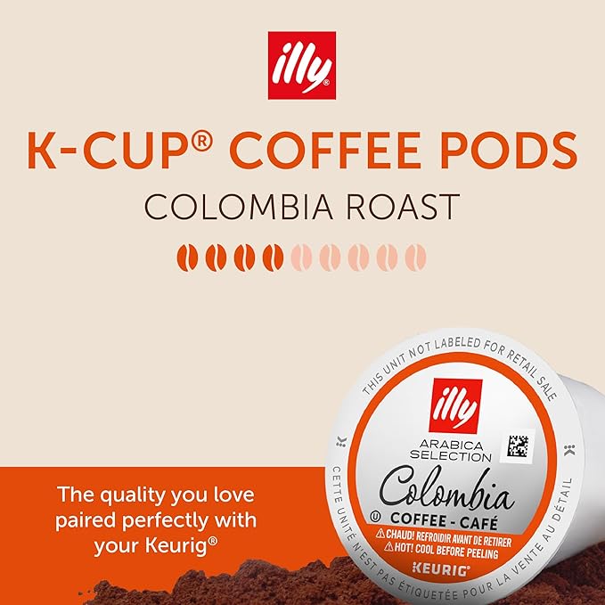 Illy Coffee K Cups - Compatible Pods for Keurig Coffee Maker - Single Origin Colombia Medium Roast - Notes of Citrus and Red Fruits - 10 Count (Pack of 6)