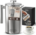 Stainless Steel French Press Coffee Maker Large 1.5 L(51 oz) Mirror – Durable Double Walled Insulated Coffee Press Keeps Drinks Hot, Easy to Use and Clean Stylish Design for Rich Flavor