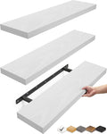 BAYKA White Floating Shelves for Wall, 22.5 inches Wall Mounted Rustic Wood Shelves for Bathroom, Bedroom, Living Room, Floating Shelves for Books/Storage/Decor (Set of 3)