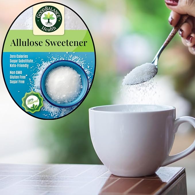 Good Balance Health – Premium 100% Pure Allulose Natural Sweetener | Zero Calories • Low-Glycemic • 1:1 Sugar Substitute for Baking, Coffee & Keto • 2lb Resealable Bag