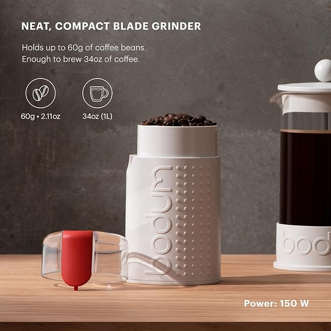 Bodum Bistro Electric Blade Coffee Grinder, White