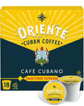 Oriente Sweetened Espresso Coffee Pods, 18 ct, Dark Roast Flavored Cuban Inspired Coffee in Recyclable Single Serve Pods - 100% Arabica Coffee, Compatible with Keurig K Cups Maker
