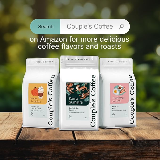 Couple’s Coffee Whole Bean Coffee | Single Origin Sumatra Dark Roast Coffee | Whole Bean | Gives Back to Military Families | Made with 100% Arabica Beans | 12oz