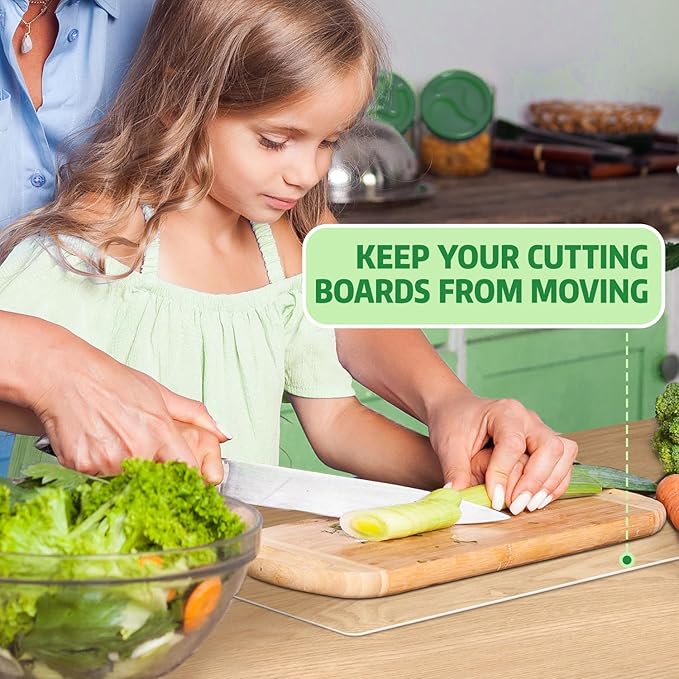 Non-Slip Cutting Board Mat, Clear Anti-Slip Cutting Board Mat for Home Cooks and Chefs, Safety Grip Mat Under Kitchen Cutting Boards, Dishwasher Safe Great as Drawer Liners (10" x 15", 2 Pack)