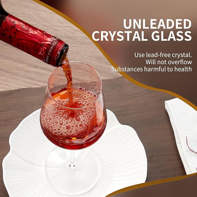 ACHEER Crystal Wine Glasses Set of 6 - Hand Blown Red Wine or White Wine Glass - 14Oz - Long Stem Wine Glasses – Gift for Wedding, Anniversary, Christmas