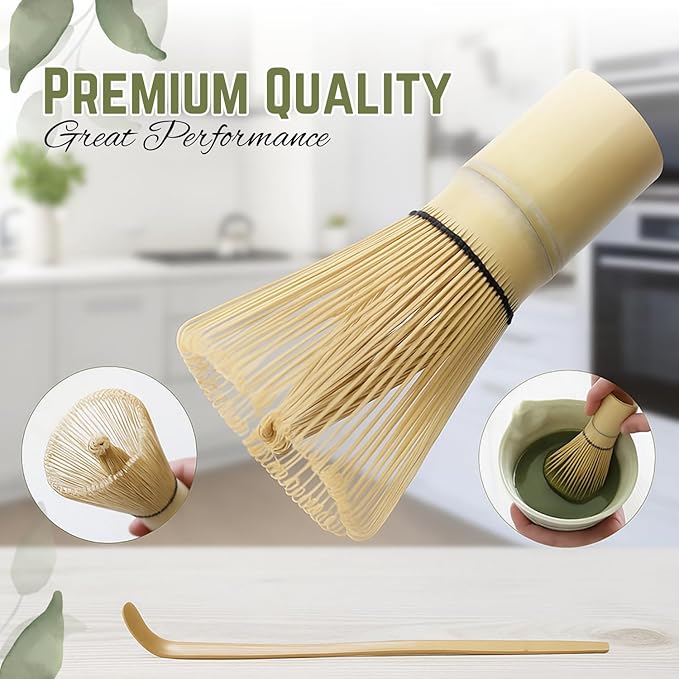Matcha Whisk Set – 7-Piece Matcha Kit with Spouted Bowl, Bamboo Whisk & Holder, Scoop, Strainer & Spoon – Complete Japanese Tea Set for Beginners, Gifting & Ceremony – Gift Box Included
