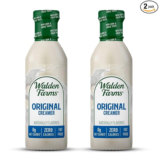 Walden Farms Original Coffee Creamer – Zero Calorie, Fat-Free, Sugar-Free, Low Carb, Keto-Friendly, Dairy-Free, Vegan – 2-Pack, 12 oz Bottles