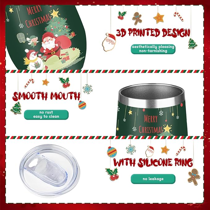MEZMUT 12oz Unique Mom Christmas Gifts for Women - Insulated Stainless Steel Wine Tumblers with Lids & Straws