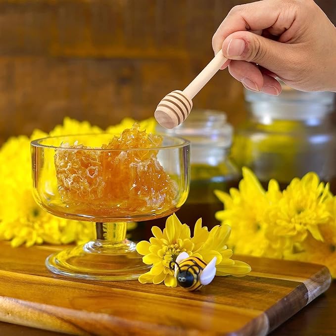 100Pcs 4inch Honey Dipper Sticks - Wooden Honey Dipper, 4 Inch Mini Honeycomb Stick, Honey Stirrer Stick for Honey Jar Dispense Drizzle Honey and Wedding Party Present