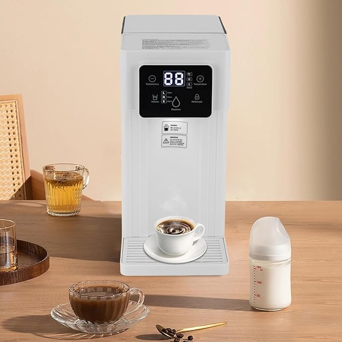 Instant Hot Water Dispenser Filter, 1500W Countertop Water Boiler Warmer, Countertop Electric Kettles with Safety Lock for Office, Bedroom, Living room, Kitchen (White)
