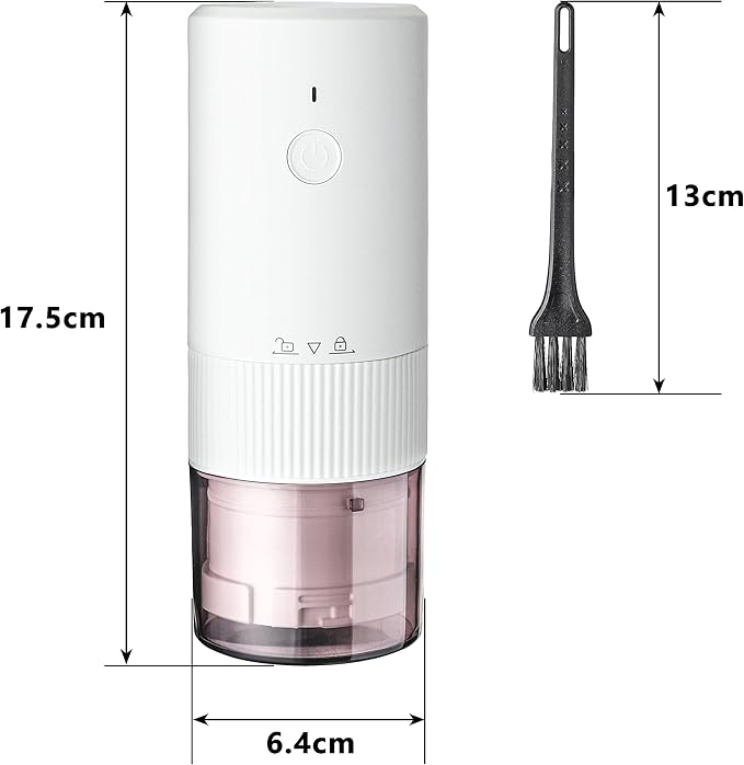 Electric Coffee Grinder Automatic Conical Burr Coffee Grinder with Precise Adjustable Settings, Portable Coffee Grinders for Travel (White)