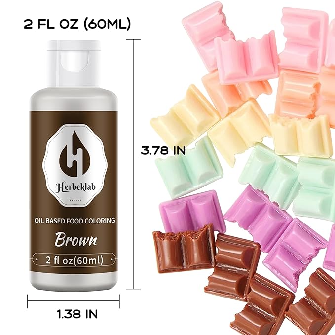 Brown Oil Based Food Coloring – 2 fl oz Professional Grade Concentrated Oil Food Dye for Melting Chocolate, Candy Melts, Cake Pops, Strawberries & Baking