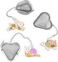 loose tea infuser Set, reusable tea steeper, Stainless steel Heart Shaped tea ball + Animal Pendant, tea filter strainer Makes Tea Brewing Fun (3, Turtle + Snail + Rabbit)