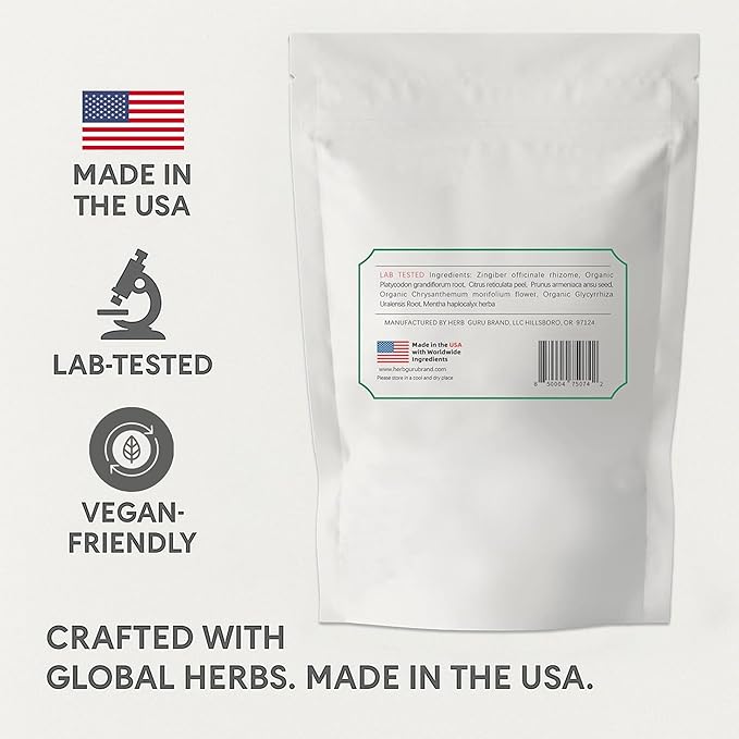 Herb Guru Immuniherb Herbal Tea Bags – Herbal Teas Blend For Respiratory Comfort With Ginger, Licorice Root, Mint, & Chrysanthemum, 0.88 Ounces