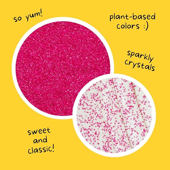 Supernatural Twinkles Sprinkles, Hot Pink Sanding Sugar, Plant-Based Color, Vegan, 3oz, Made in USA
