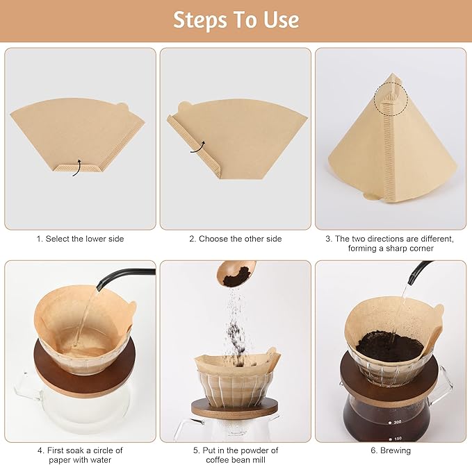 Coffee Filters 2, Set of 200 Disposable #2 Cone Coffee Filter Unbleached Natural Coffee Filters 2 Cone Paper for Pour Over Coffer Makers/Coffee Dripper Cones(2-6 Cups）