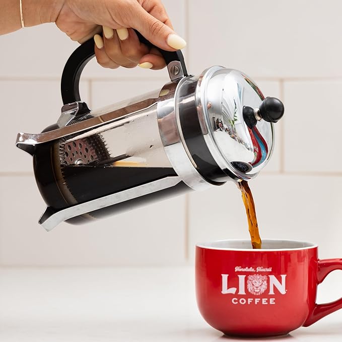 Lion Coffee Premium Gold Roast Ground Coffee, 10% Kona Blend, Medium-Light Roast, A Taste of Aloha - 7 Ounce Bag