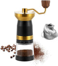 VEVOK CHEF Manual Coffee Grinder 10 External Adjustment Fashion Bean Grinder Stainless Steel Double Bearing Conical Burr Portable Hand Coffee Mill for Home,Camping,Gold