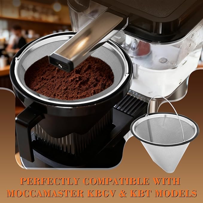 Upgraded Stainless Steel #4 Coffee Filter for Technivorm Moccamaster KBGV, KBT, Reusable #4 Coffee Filter, Durable Metal Mesh, for Richer, Fuller Coffee Flavour