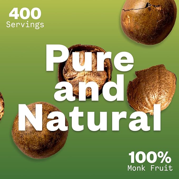 Organic Monk Fruit Sweetener, 125g (4.41oz), No Fillers Pure USDA Organic Monk Fruit Extract Powder with No Aftertaste, Zero Calorie & Zero Carbs, Keto & Paleo Friendly 320-400 Servings