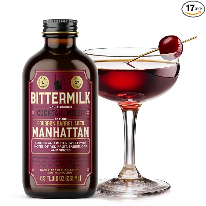Bittermilk Bourbon Barrel Aged Manhattan Mix - All Natural Handcrafted Cocktail Mixer - Manhattan Cocktail Mix - Just Add Whiskey, Makes 17 Cocktails