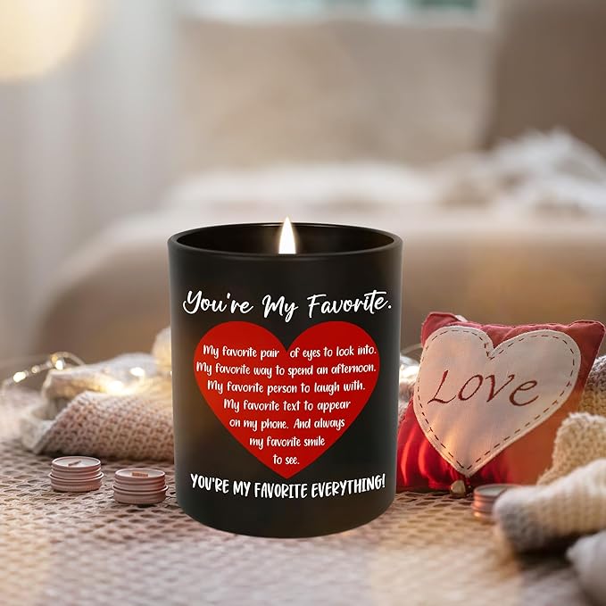 OASSIE Christmas Couple Gifts for Boyfriend Girlfriend - You're My Favorite Vanilla Lavender Candle 10 oz - Wedding Anniversary Couple Candle, Romantic Love Birthday Gifts for Him Her Husband Wife