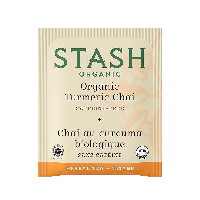 Stash Tea Organic Turmeric Chai, Caffeine-Free, Non-GMO Project Verified, Serve Hot or Iced, 96 Tea Bags, 16 count (6 pack)
