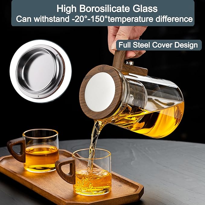 Enchanti Tea Pot- 600ml/20.3oz Magic Witchcraft Enchanted Glass Teapot with Strainer, Loose Tea Innovative Water Separation Magnetic Teapot, Borosilicate Glass Tea Infuse (20.3oz)
