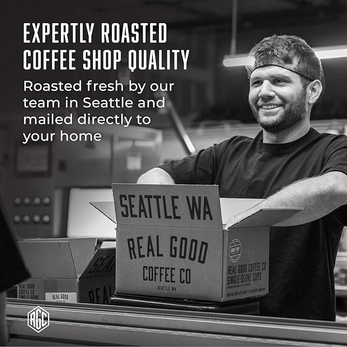 Real Good Coffee Company - Whole Bean Coffee - Full City Roast Espresso Coffee Beans - 2 Pound Bag - 100% Whole Arabica Beans - Grind at Home, Brew How You Like