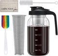 Cold Brew Coffee Maker, 64oz Cold Brew Pitcher with Stainless Steel Filter & Coffee Mat, Glass Cold Brew Mason Jar with Airtight Lid, Cold Brew Brewer Kit Tea Infuser Pitcher, Gifts for Coffee Lovers
