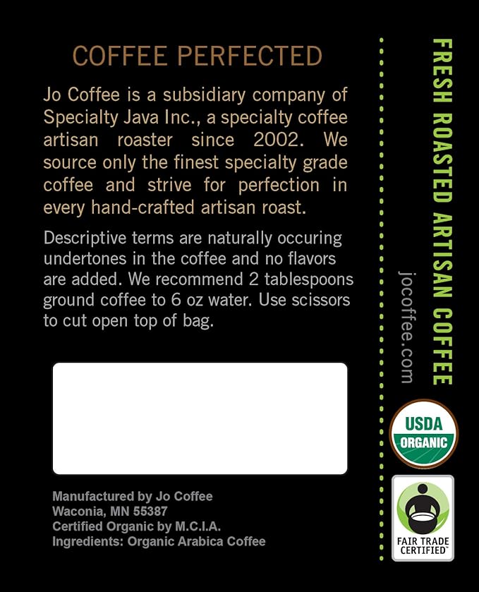 NO FUN JO DECAF: 12 oz, Organic Decaf Coffee, Swiss Water Process, Fair Trade Certified, Medium Dark Roast, Whole Bean Arabica Coffee, USDA Certified Organic, NON-GMO
