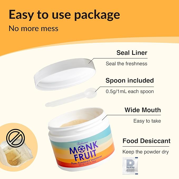 NAMANNA Pure Monk Fruit Sweetener- Zero Calorie, Zero Carb, Paleo Safe (50% Mogroside V, 150g, 3,000 Servings)