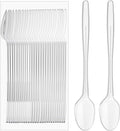 50 Pcs Extra Long Spoons for Ice Cream Floats Plastic Sundae Spoons Bulk 8 Inch Long Handle Spoon Heavy Duty for Ice Cream Milkshakes Tea Cocktails Root Beer Float and Tall Beverages (Clear)