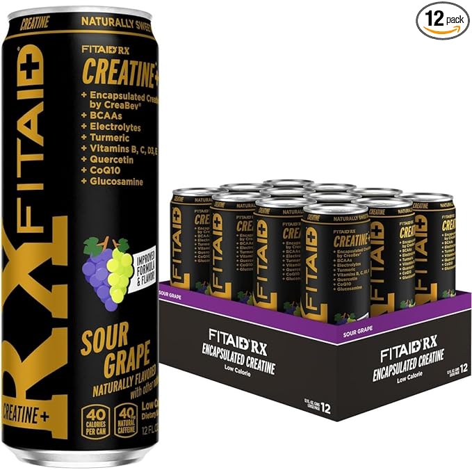 FITAID RX Recovery Blend Plus Creatine, Contains BCAAs, Glucosamine, Turmeric, B-Complex, Electrolytes, 12 Fl Oz (Pack of 12)