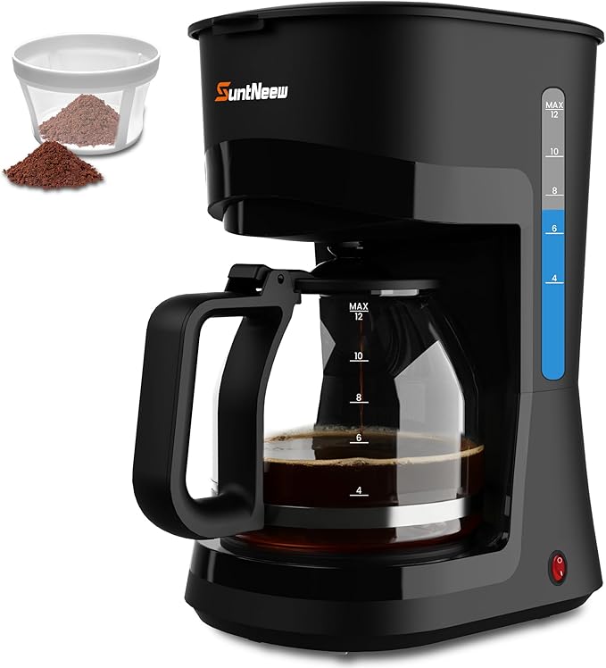 12-Cup Coffee Maker, 1.5L Drip Coffee Machine with One-Touch Brewing, Glass Carafe, Anti-Drip System, Reusable Filter, Easy-to-Use Home & Office Coffee Brewer
