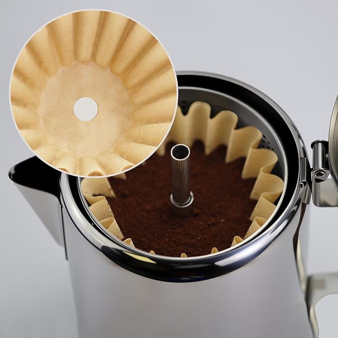 Coffee Filters Compatible with Farberware Coffee Percolator, 150 Pcs Unbleached Perforated Filters