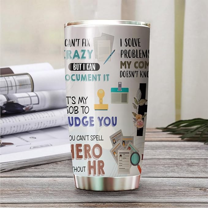 Hurman Resources Tumbler - Stainless Steel 20oz Straw Lid, HR Gifts For Women Men, Human Resources Professional Day Gifts For Coworkers Funny, HR Coffee Cups For Employees Staffs (HR05)